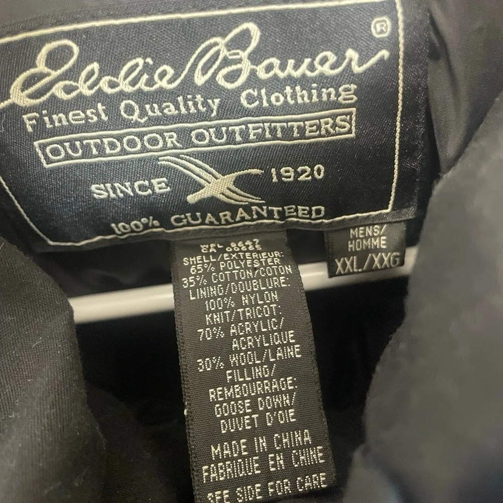 Eddie Bauer Vintage 100% Down Filled Coat Jacket‎ size XXL Navy Outdoor Winter